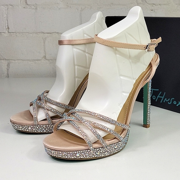 Betsy Johnson SB-Aden Champagne Rhinestone Heel Womens 10 - Picture 9 of 9